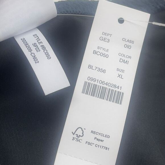 J Crew Textured Cheeky Bikini Bottom Dark Blue Curved Waist Size XL BC050 New - Picture 5 of 5